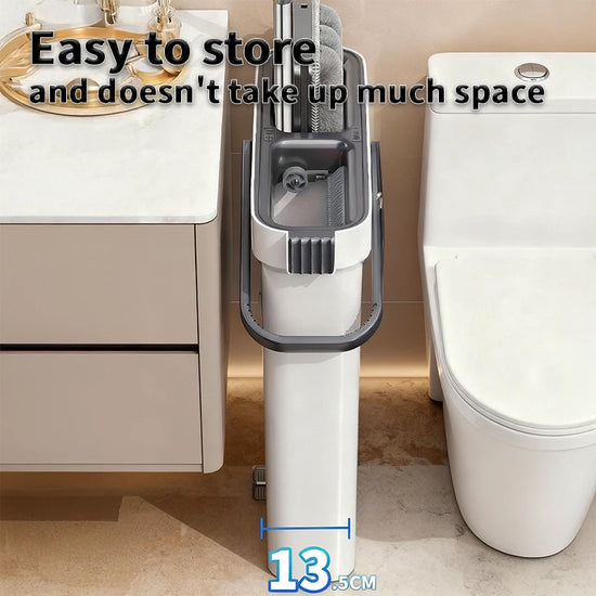 Self-Wringing Space-Saving Slim Mop Bucket Set