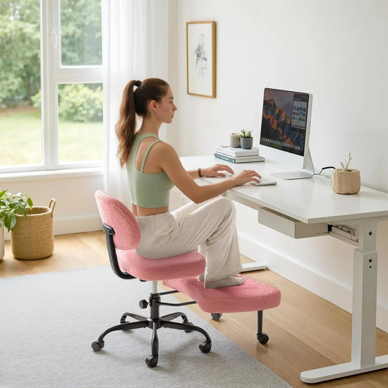 360 Swivel Ergonomic Criss Cross Legged Office Chair with Footrest