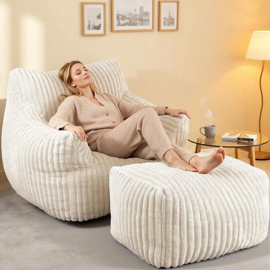 Oversized Memory Foam Bean Bag Sofa with Ottoman
