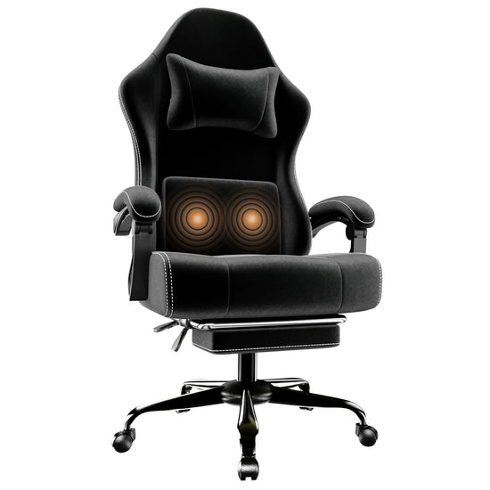 Ergonomic Electronic Gaming Chair With Massage Lumbar Support And Foot Pedals