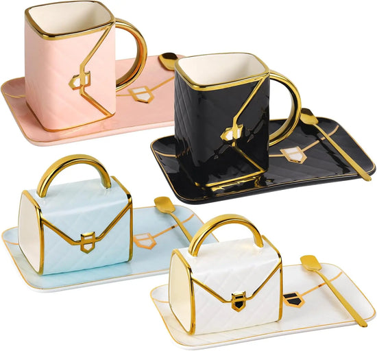 Handbag Ceramic Coffee Mug Set of 4