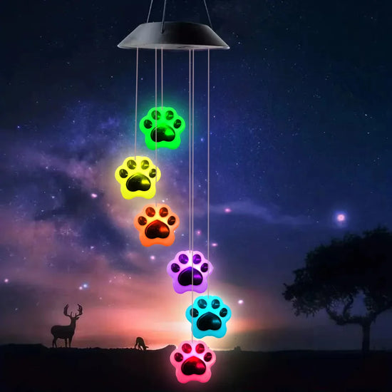 Paw Print Solar Wind Chime Lights