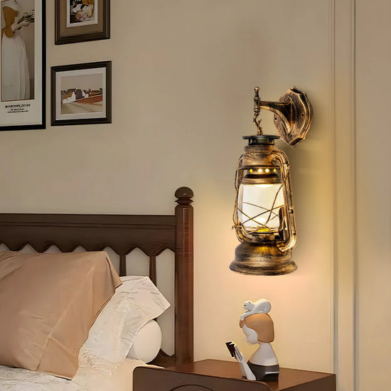 Vintage Rustic Lantern Wall Sconce
