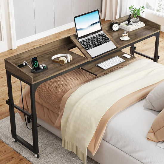 Height Adjustable Overbed Desk with Wheels