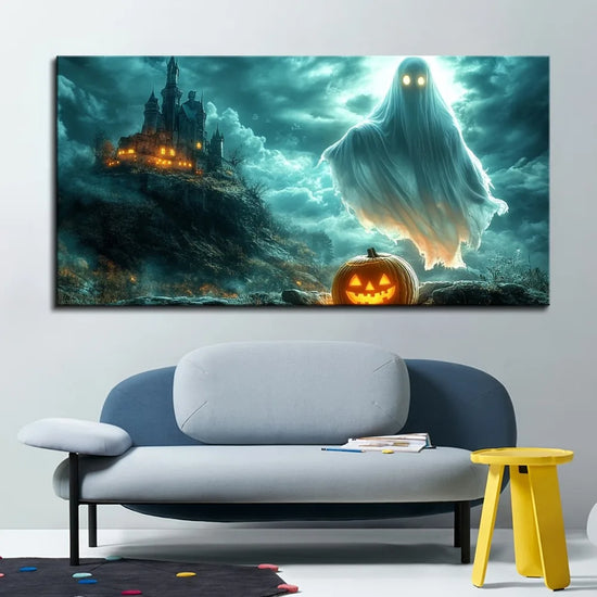 Halloween Black Castle Canvas Mural