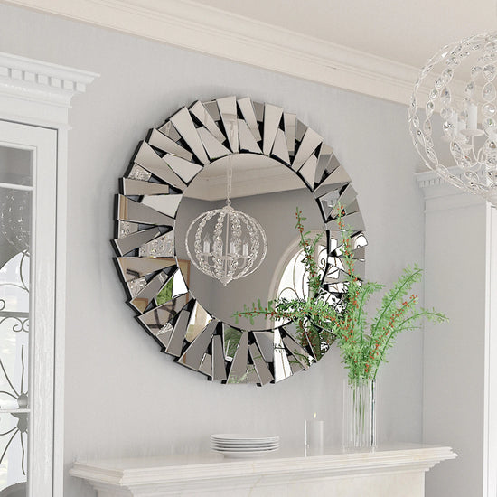 32" Silver Glass Sunburst Mirror
