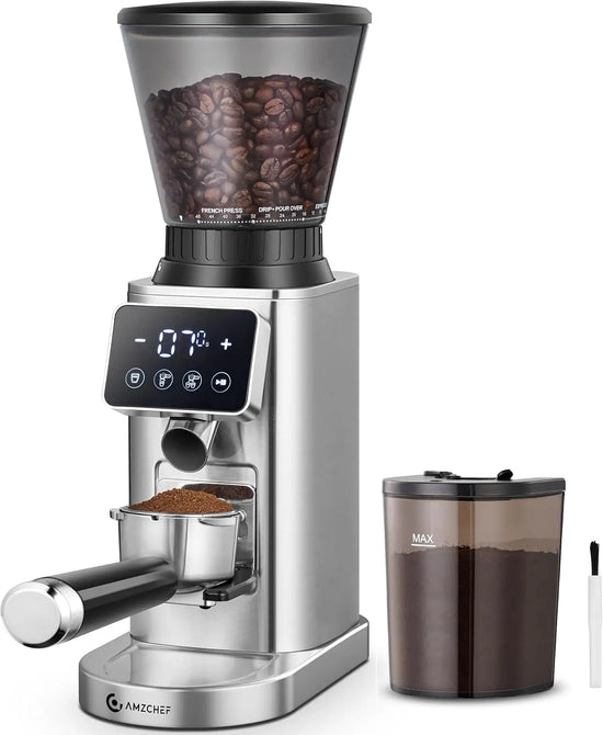 Anti-Static Coffee Grinder with LED Panel and 48 Settings
