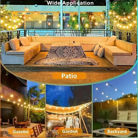Solar Rechargeable Outdoor LED String Lights, 32 Feet Commercial Grade