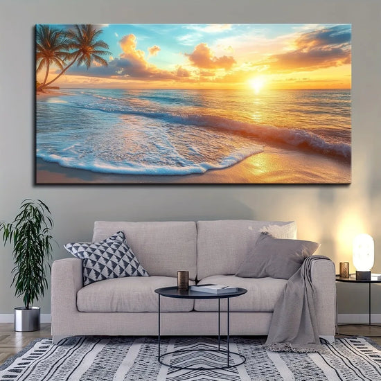 Solid Wood Frame Ocean Sunset Coast