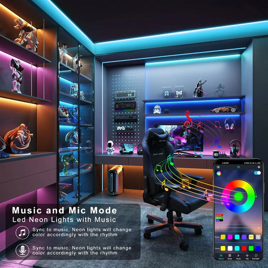 50FT RGB LED Color changing Strip Lights with Music Sync, Remote & App Control