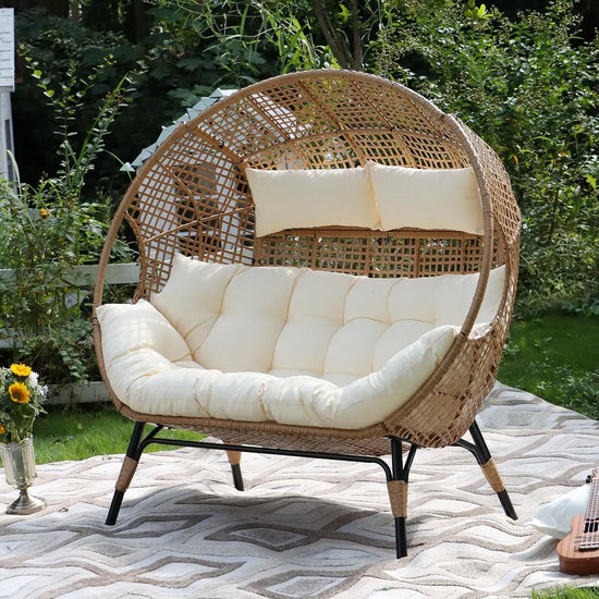 Wicker Rattan Oversized Double Egg Chair