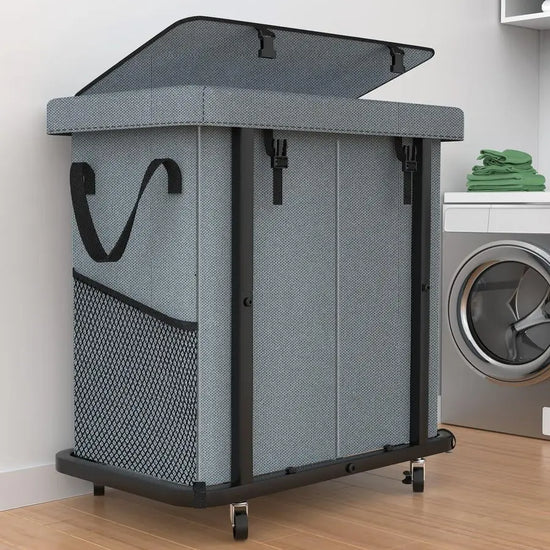 Large Rolling Laundry Hamper with Metal Frame and Removable Bag
