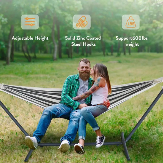 Stylish 600lb Capacity Hammock with Adjustable Stand