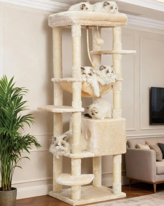 Heavy Duty Cat Tower Condo with Padded Plush Furnishings