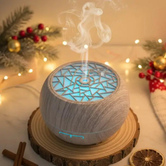 550ml Wood Grain Essential Oil Diffuser & Humidifier with Remote Control and 7 LED Mood Lights