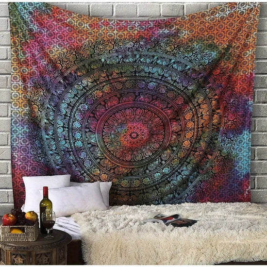 Rainbow Mandala Psychedelic Tapestry Wall Hanging