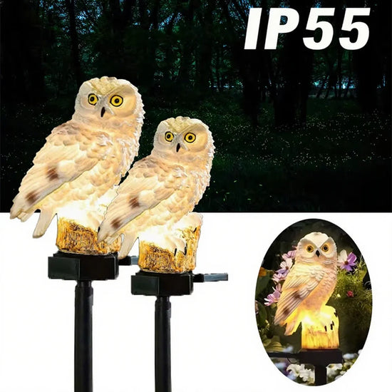 2pcs Solar-Powered LED Owl Garden Stake Light