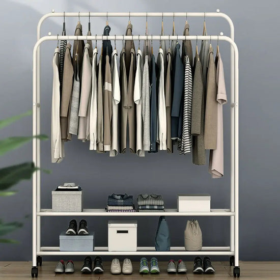 Large Clothes Rack Double Rail Rolling Stand