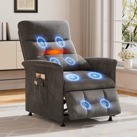 Adjustable Soft Fabric Power Recliner Chair with Heat and Massage