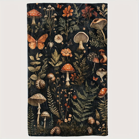 Dreamy Forest Mushroom Flannel Throw