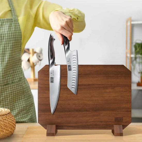 Magnetic Knife Block Holder, Acacia Wood Kitchen Knife Stand, 14x10in