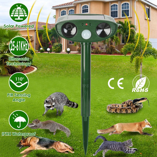 Solar Ultrasonic Motion Sensing Animal Repeller