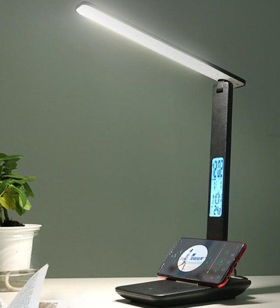 Touch Dimmable Foldable LED Desk Lamp with Calendar Temperature Alarm Clock